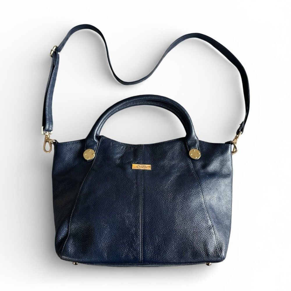 Onna Ehrlich Leather Tote Bag Purse Crossbody Blue *READ*